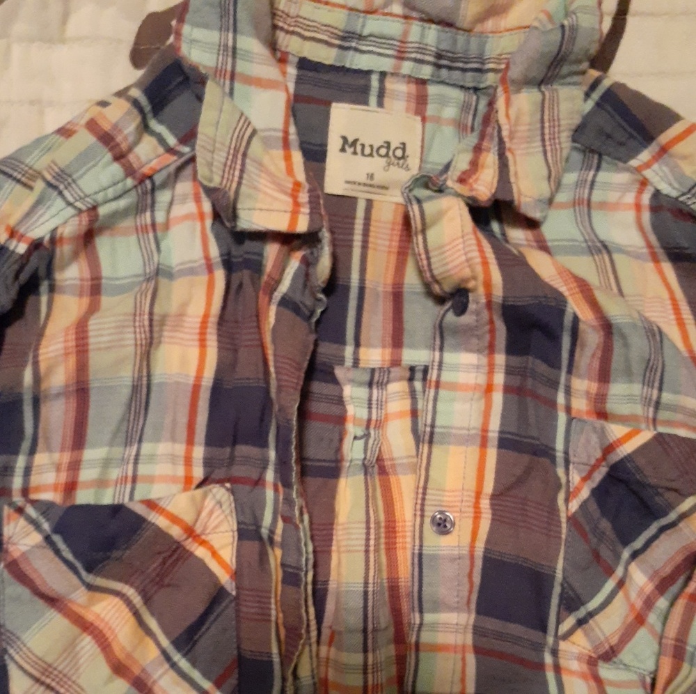 GIRLS long sleeve button down with collar top